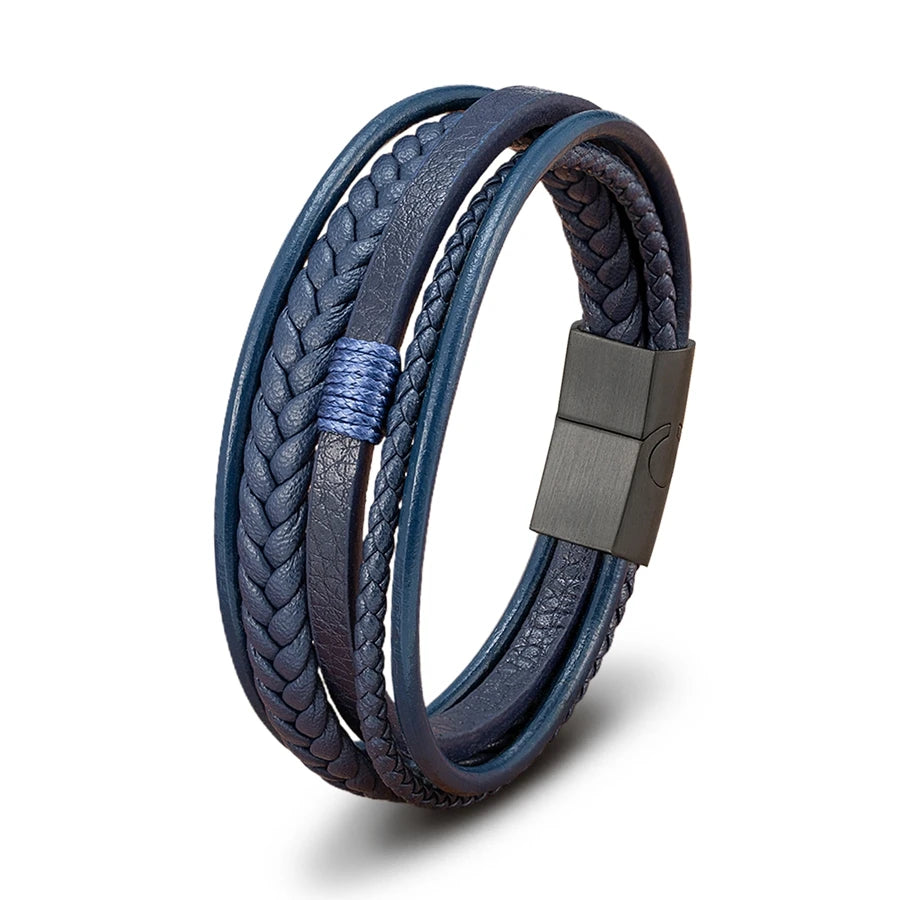 Pulseira Masculina Artesanal em Couro Trançado