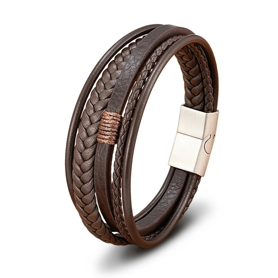 Pulseira Masculina Artesanal em Couro Trançado