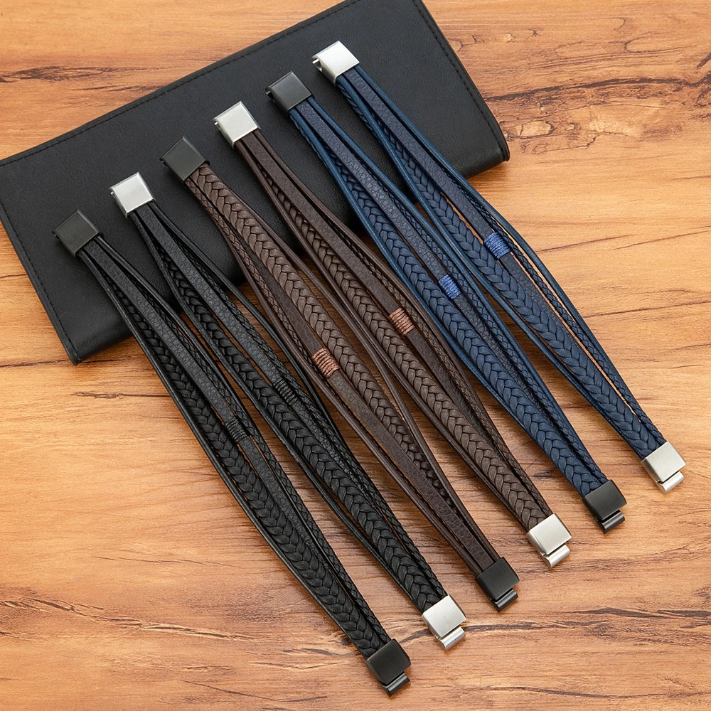 Pulseira Masculina Artesanal em Couro Trançado