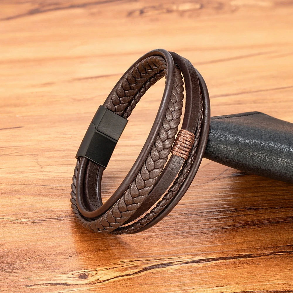 Pulseira Masculina Artesanal em Couro Trançado